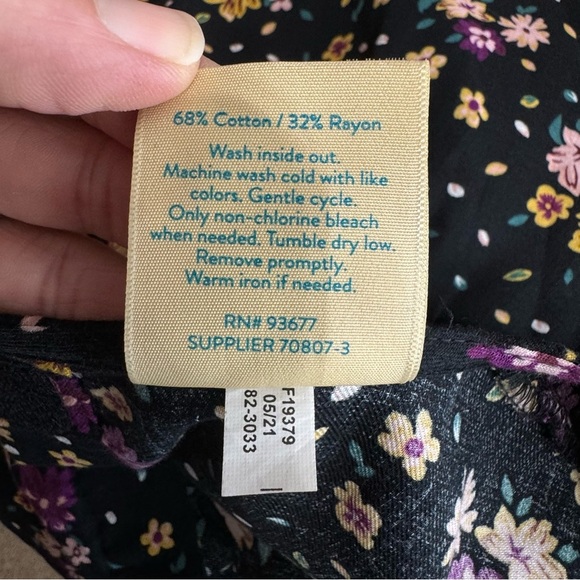 Thereabouts Girls Plus Black Floral Long Poet Sleeve Babydoll Top - 14.5 / 16.5 - Picture 3 of 7